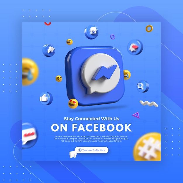 Business page promotion with 3d render facebook messenger for instagram post template