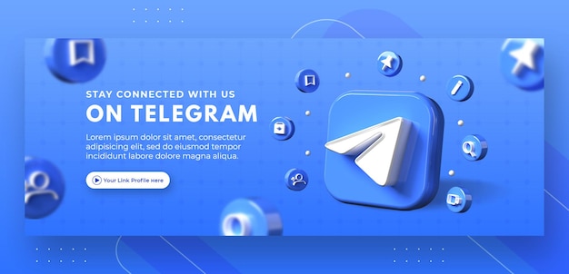 Business page promotion with 3d render telegram for Facebook cover template