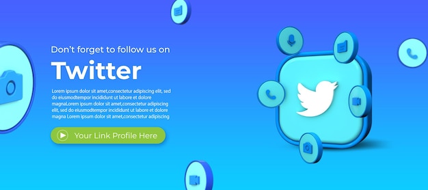 Business page Twitter with 3d render for Facebook cover template