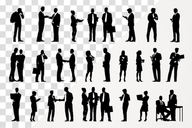 PSD business people png silhouette professional team work set