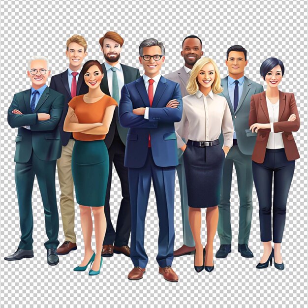 PSD business people standing on white background