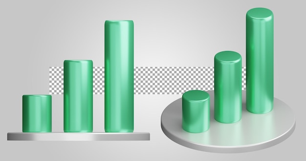 Business performance 3D chart isolated on transparent background