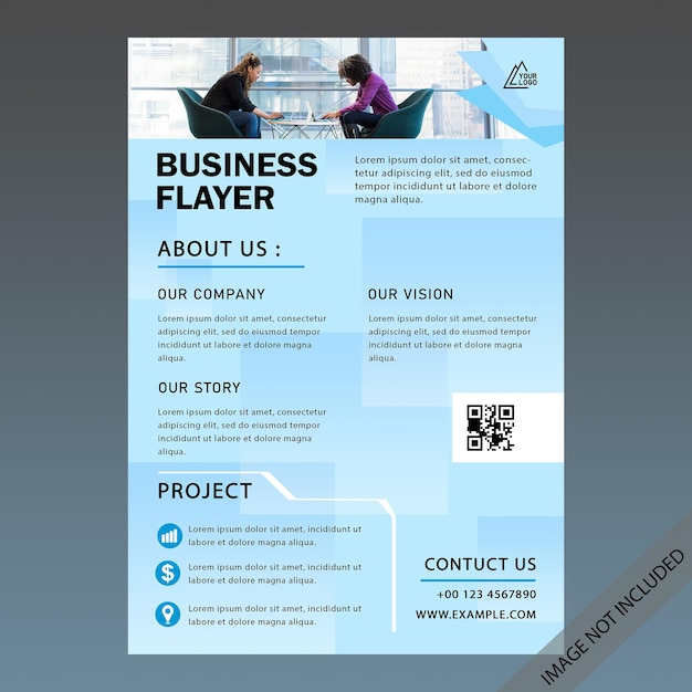 PSD a business player flyer that is open to a page.