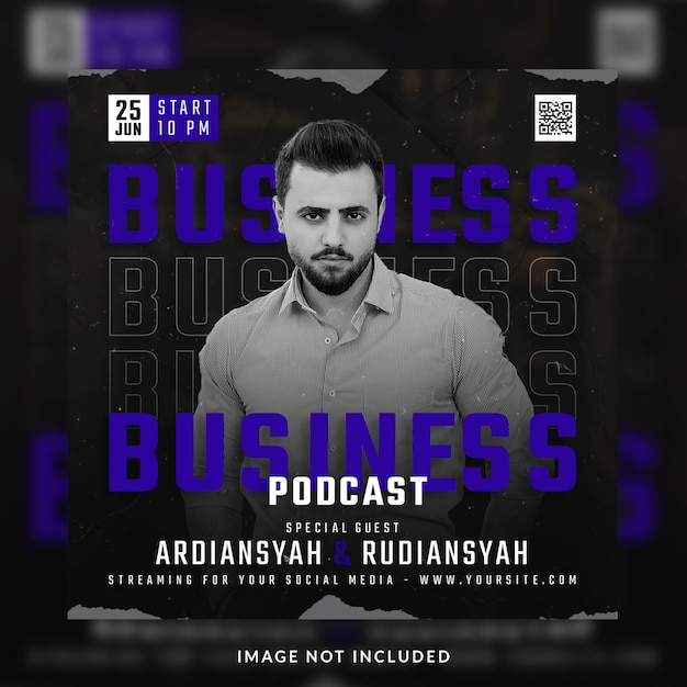 Business podcast social media post or banner template