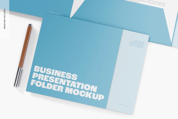 Business Presentation Folders Mockup, with Pen