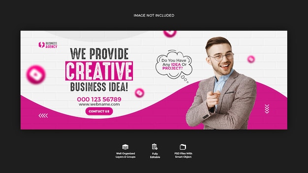 Business promotion and corporate Facebook cover banner template design