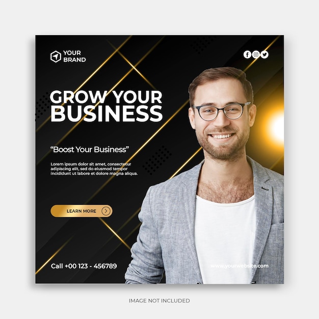 Business promotion and corporate social media banner template or square flyer