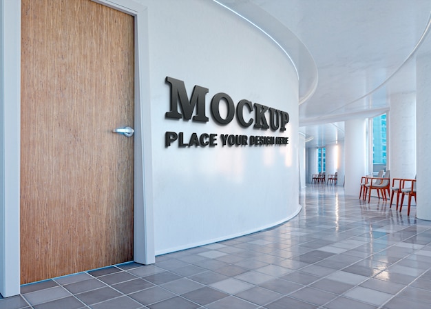 Business sign on hallway mockup