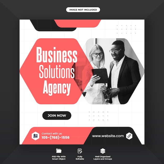 Business solutions agency social media web banner template