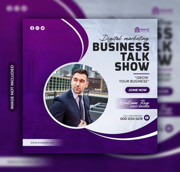 Business talk show social media Instagram post banner template