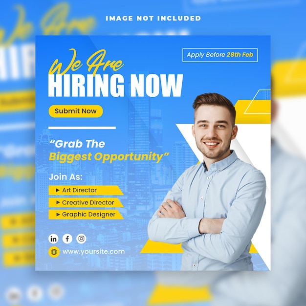 business we are hiring employee job social media banner post template