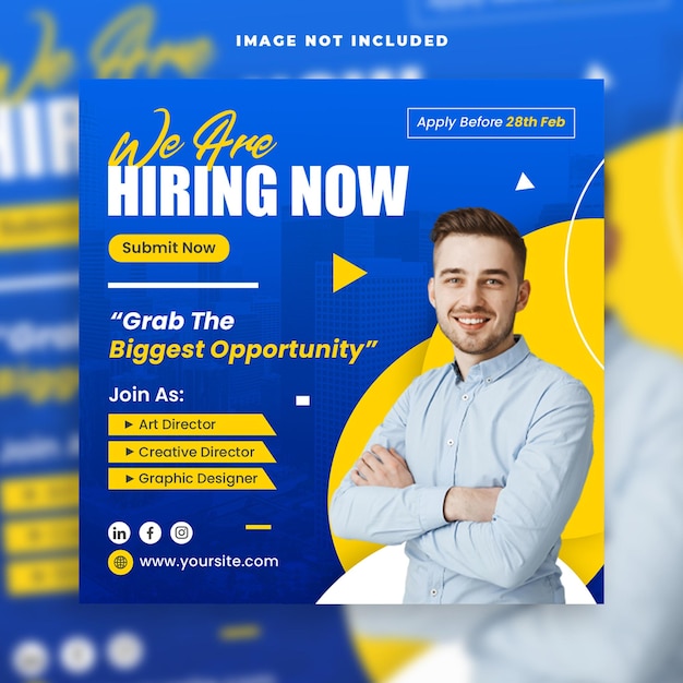 business we are hiring employee job social media banner post template