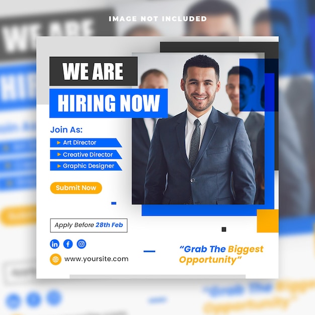 business we are hiring employee job social media banner post template