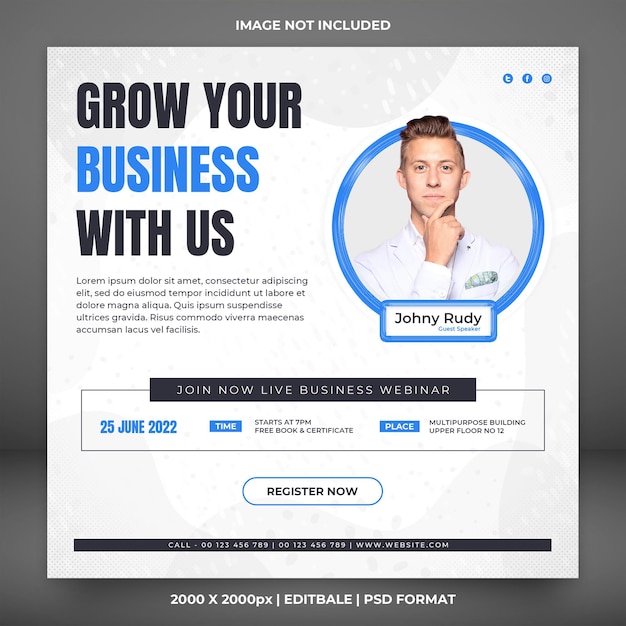 Business webinar banner or social media post template