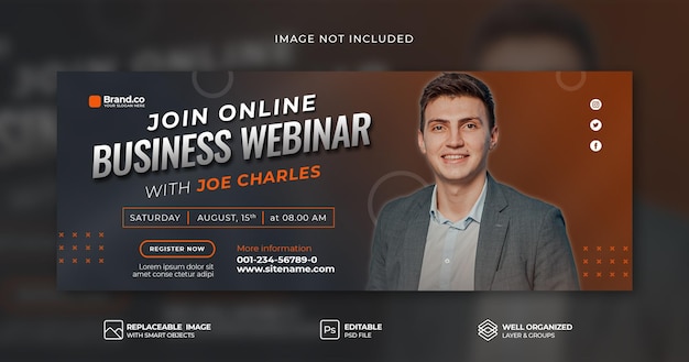 Business Webinar corporate social media live webinar facebook cover banner PSD template