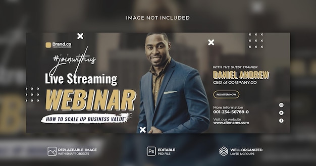 Business Webinar corporate social media live webinar facebook cover banner PSD template