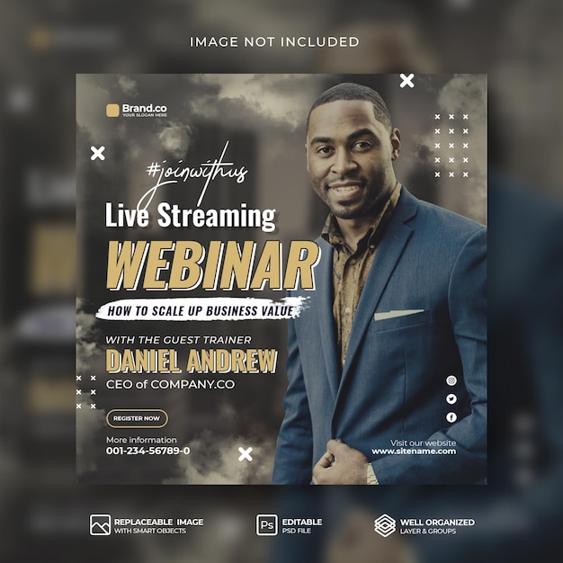 Business Webinar corporate social media live webinar and instagram post template Premium Psd