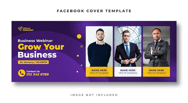 Business webinar Facebook cover web banner template