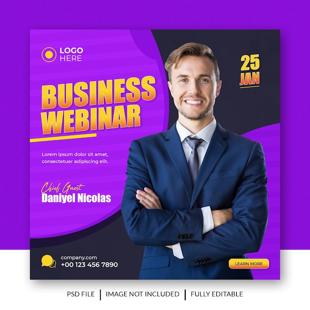 Business webinar marketing social media post Facebook post  web banner Premium template