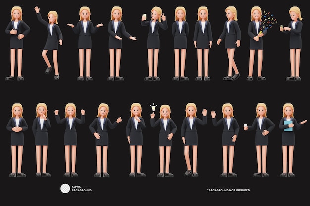 PSD business woman 3d characters