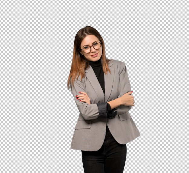 Business woman with glasses and smiling