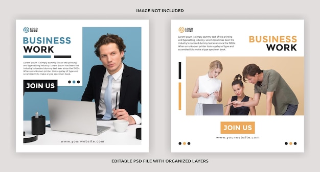 Business work agency minimal social media square post template