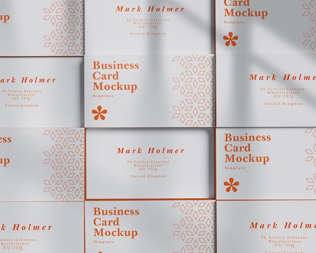 Businesscard mockup stack template top view