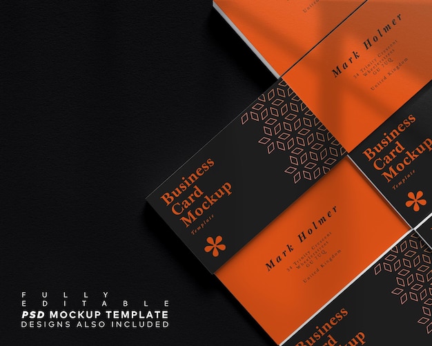 Businesscard Stacks Mockup Template with Fully Editable Background Top View