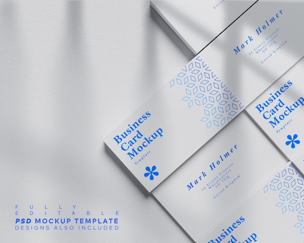 Businesscard Stacks Mockup Template with Fully Editable Background Top View