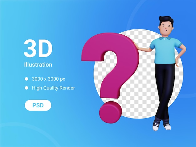 Businessman asking question 3D Illustration