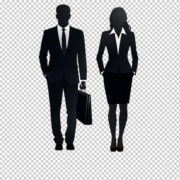 PSD businessman and businesswoman silhouette on transparent background