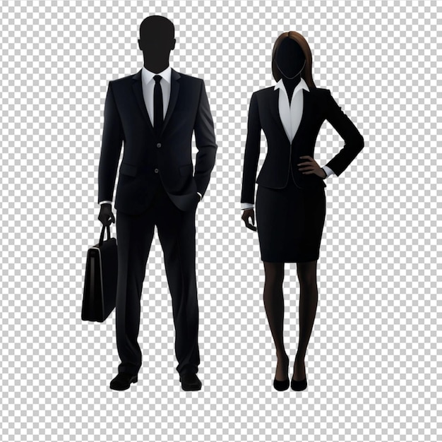 PSD businessman and businesswoman silhouette