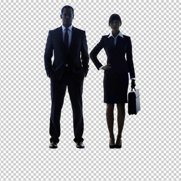 PSD businessman and businesswoman silhouette