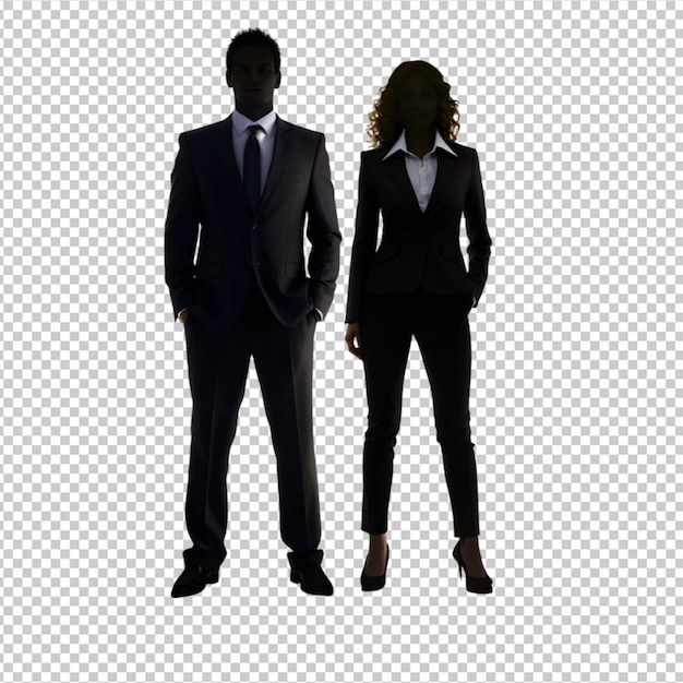 PSD businessman and businesswoman silhouette