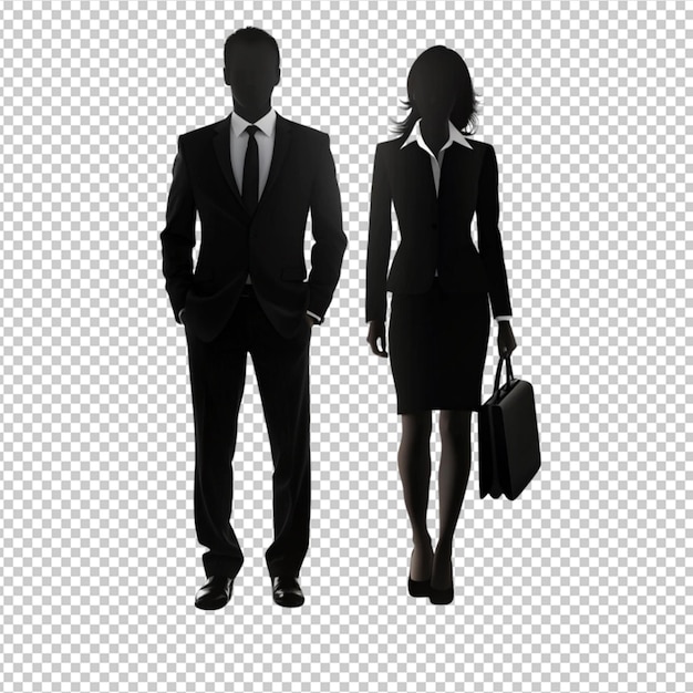 PSD businessman and businesswoman silhouette