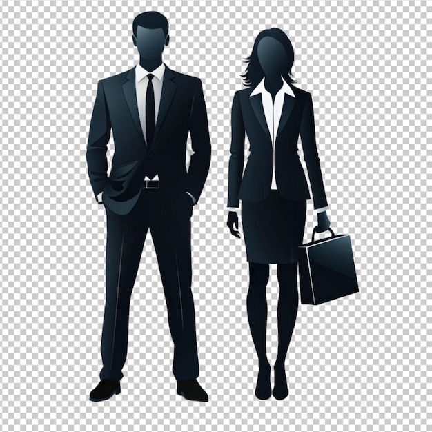 PSD businessman and businesswoman silhouette