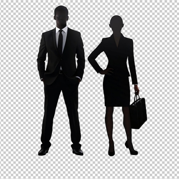 PSD businessman and businesswoman silhouette