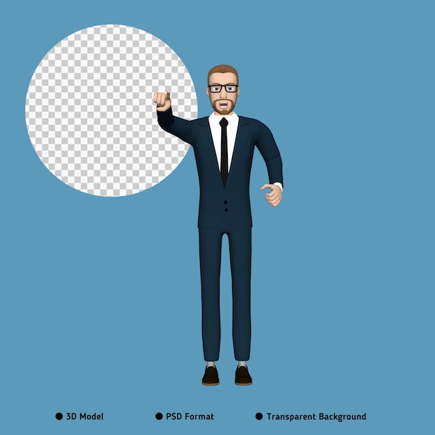 Businessman character angry illustration 3D image