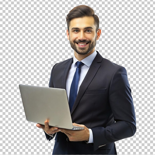 businessman hold laptop png