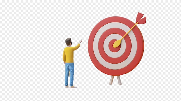 PSD businessman pointing at target with growing chart representing business success realistic photo