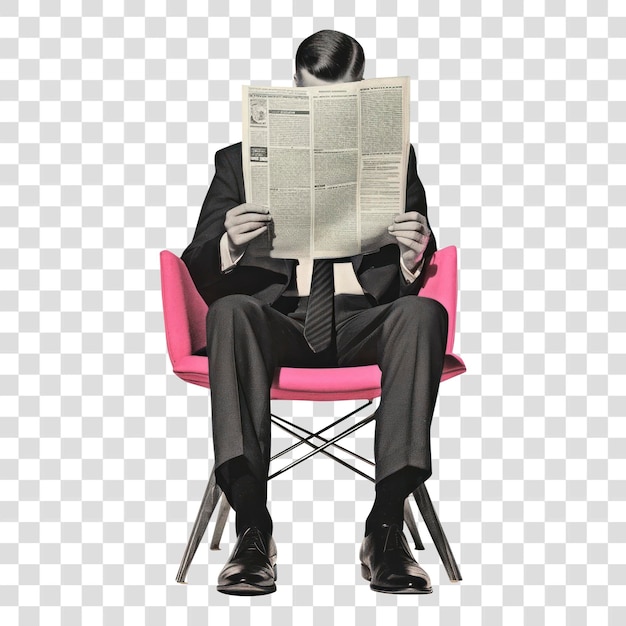 PSD businessman reading newspaper chair