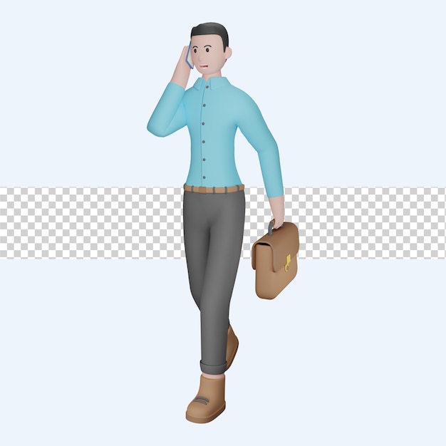 businessman talking on smartphone 3d illustration