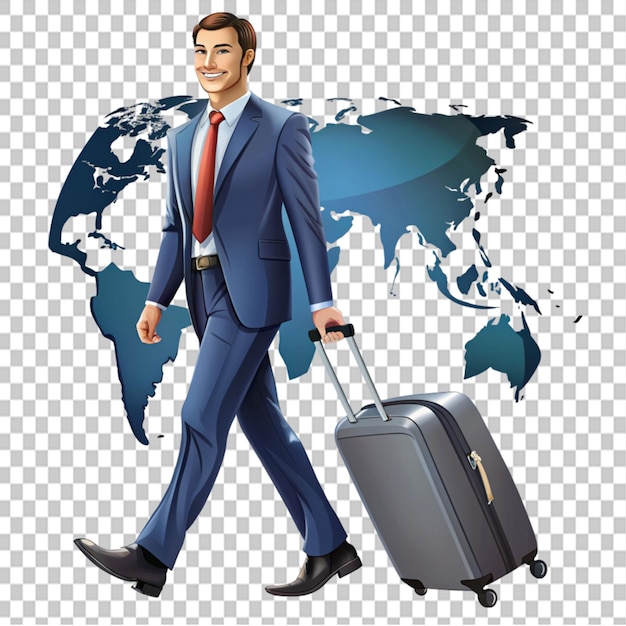 PSD businessman on trip clipart on transparent background