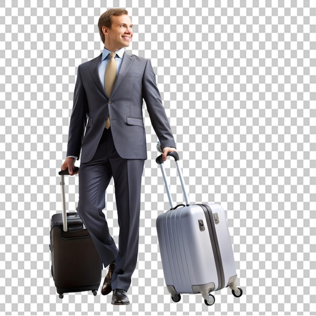 PSD businessman on trip clipart on transparent background