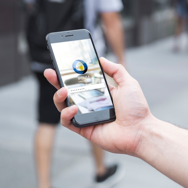 Businessman using smartphone mockup