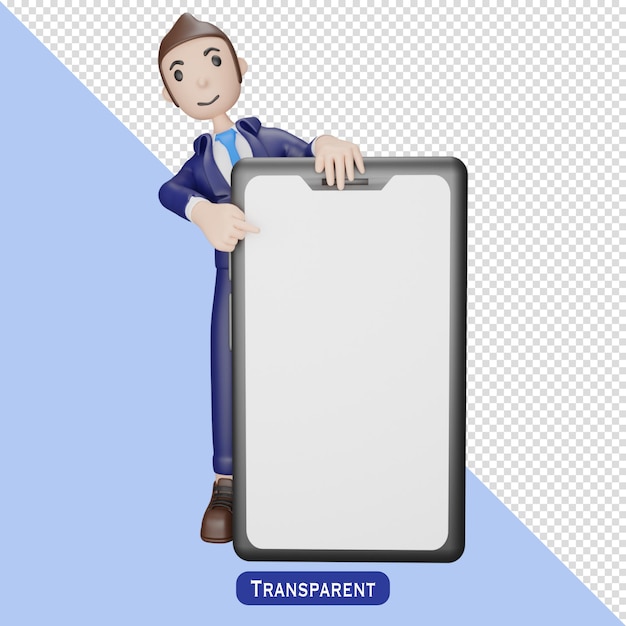 Businessman with smartphone in 3d style