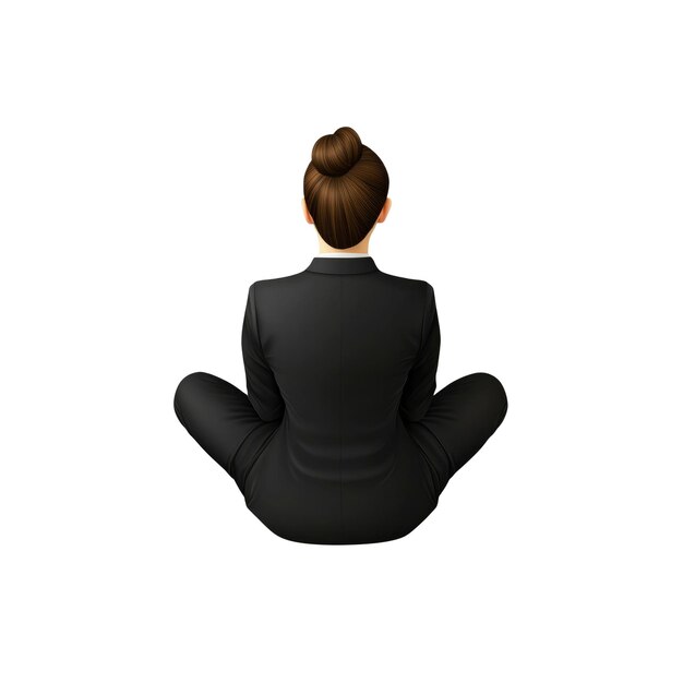 PSD businesswoman in lotus position top view