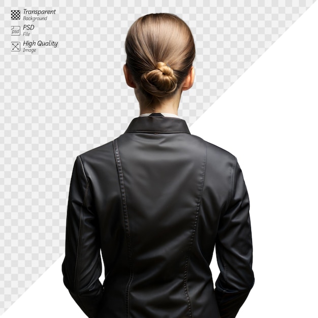 Businesswoman with bun hairstyle on transparent background