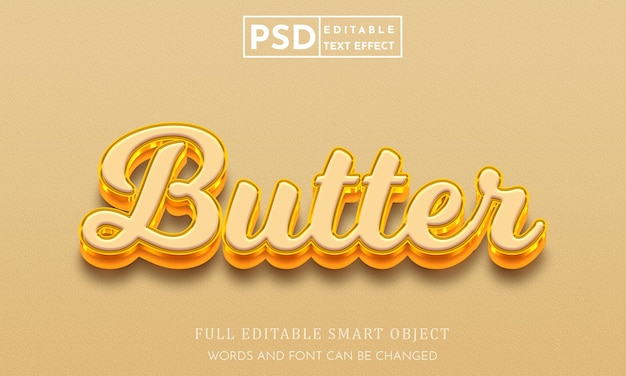 Butter 3d text style effect psd premium template