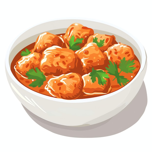 PSD butter chicken indian illustration